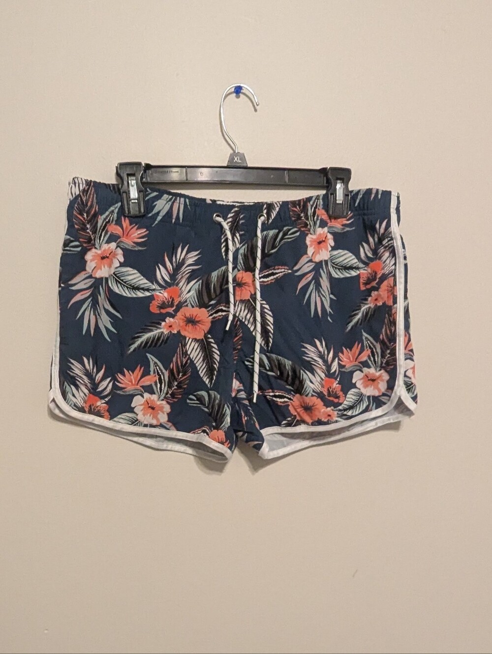 Navy Floral Drawstring Women’s Swim Shorts